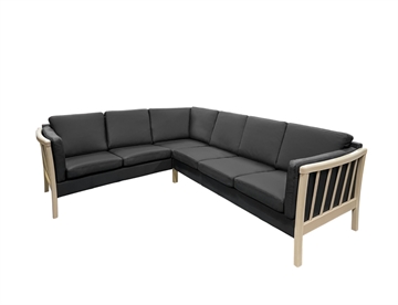 Klassisk tremme-hjørnesofa i læder - Sofaen kan spejles 