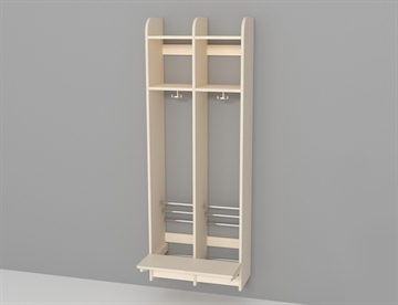 Trolde garderobe med bænk - Klassisk børnegarderobe 2 rum / sektioner