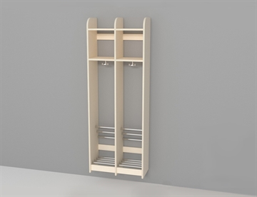Trolde garderobe uden bænk - Klassisk børnegarderobe 2 rum / sektioner
