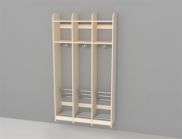 Trolde garderobe uden bænk - Klassisk børnegarderobe 3 rum / sektioner