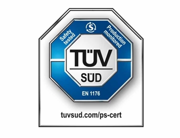 TÜV-certificeret, EN 1176 standard.