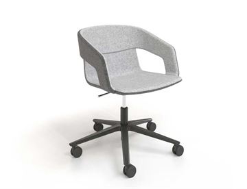 Twist&SIT lænestol / Konferencestol med hjul - højderegulerbar - her med base i pulverlakeret aluminium 