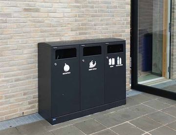 Bica affalsbeholder 3x100 L. - Fleksibelt udendørs affaldssystem til affaldssortering