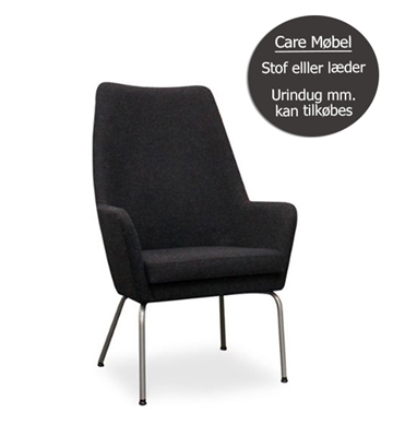 Uni høj lænestol m. metalstel - Care- og plejehjemsmøbel - Urinbarriere kan tilkøbes