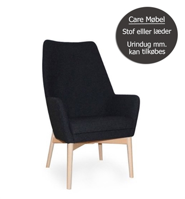 Uni høj lænestol m. træben - Care- og plejehjemsmøbel - Urinbarriere kan tilkøbes