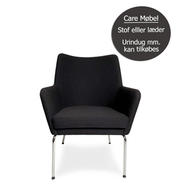 Uni lænestol m. metalstel - komfortabel Care- og plejehjemsmøbel - Urinbarriere kan tilkøbes