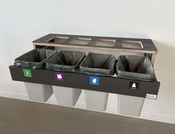 Affaldsstation til vægophæng - affaldssortering på arbejdspladser mv. 