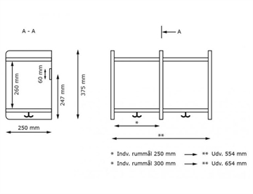 Væggarderobe til institutioner mv. - mål 2 rum