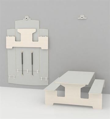 Væghængt klapbord m. bænke, laminat - Vægmonteret bord/bænk 