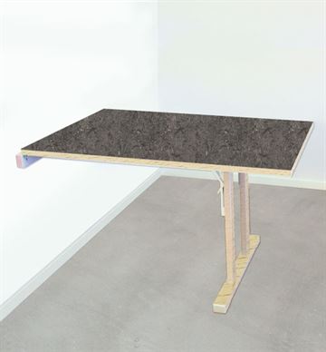 Væghængt bord med støjdæmpende linoleum