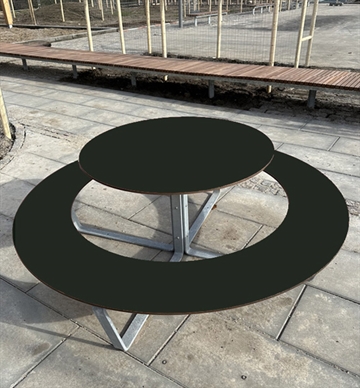Vega Picnic rundt bord/bænkesæt i varmgalvaniseret stål og kompaktlaminat