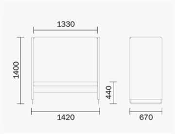 Zippo Akustik sofa H 140 cm - mål